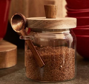 Contenitore in vetro borosilicato di alta qualità con coperchi in legno di Acacia manici incorporati cucchiai ermetici da cucina per chicchi di caffè - Product Image 4