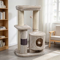 Tour d'activités pour chat d'intérieur avec plateforme en peluche douce, griffoir en sisal, cachette pour chat et jouet interactif à boule suspendue pour chatons