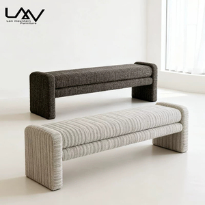 Banc de fin de lit en tissu rembourré avec structure en bois, design moderne et simple, pour salon de villa et chambre d'hôtel, mobilier - Product Image 1
