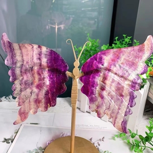 Vente en gros d'artisanat en cristal naturel de haute qualité et de grande taille, ailes de papillon sculptées dans le cristal - Product Image 6