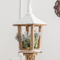 Lanterne de rue de Noël en bois haute, alimentée par USB, style nordique vieilli, effet neige, lumière LED, écologique, pour salon intérieur