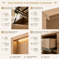 Lit plateforme Tatami en chêne biologique alpin suisse sur mesure avec armoire intégrée pour villa de montagne