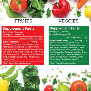 ओम फल और सब्जी कैप्सूल सामान्य स्वास्थ्य पूरक ऊर्जा 90 फल कैप्सूल 90 वेजी कैप्सूल - Product Image 4