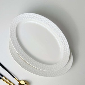 <b>White</b> Oval Lace Embossed 10-inch 12-inch Ceramic <b>Dinner</b> Plate with Stand Vintage Design for Wedding Parties - Product Image 1