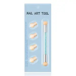 Dual End Gradient Shading Pen With 4 Replacement Heads Dotting Brush Sponge Head Rhinestone Handle Nail Brush Sponge