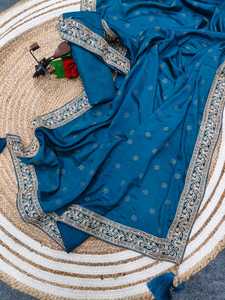 Nueva colección Secuencia y bordado Diseñador de bordes de encaje Heavy Chinnon Saree para mujeres a precio a granel - Product Image 5