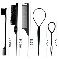 Lot de 5 brosses à cheveux coiffantes en plastique antistatique, peigne à queue de rat, brosse à bords, outils pour tresses françaises, ensemble de peignes à cheveux