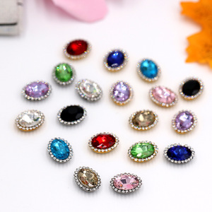 Pinzas para el pelo ovaladas con diamantes de imitación, accesorios DIY de piedra de cristal colorida para el cabello, zapatos, ropa, uso diario, hechos a mano, origen Yiwu - Product Image 2