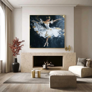 Ethereal Poise Textured Gold Leaf Ballerina Painting Canvas Art <b>Print</b> <b>Framed</b> Contemporary Style Indoor Wall Decor - Product Image 4