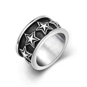 Trendy <b>Titanium</b> Steel <b>Ring</b> Five Pointed Star Pattern Unisex Fashion Jewelry Gift SA968 - Product Image 5