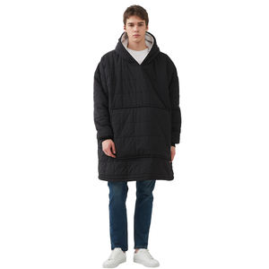 Vente en gros de sweat-shirt à capuche unisexe <span class=keywords><strong>Sherpa</strong></span> imperméable et long surdimensionné personnalisé avec fermeture éclair pour la maison - Product Image 2