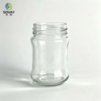 Pot en verre transparent incurvé de 230 ml avec col à vis pour miel, confiture, sauce chili, emballage alimentaire