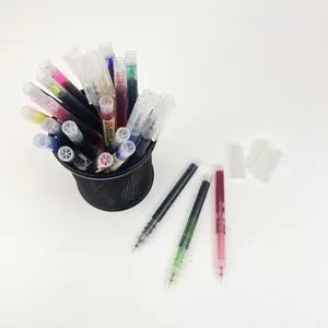 Fine Tip Quick Drying Straight Liquid Roller Gel Pens Wholesale School Office Custom Logo Creative 0.5mm Signature Pen