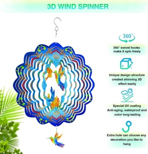 Campanas de Viento Decorativas de Metal con Diseño de Mandala y Colibrí, Arte 3D con Corte Láser, Fácil Instalación en Jardín Exterior - Product Image 4