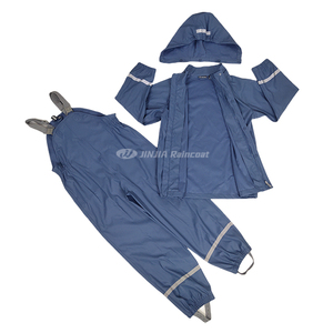 Conjunto de chubasquero de Pu personalizado de alta calidad para niños, niños, bebés, para jugar al aire libre, impermeable, ligero, chaqueta de <span class=keywords><strong>lluvia</strong></span> y pantalones con pechera - Product Image 4