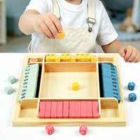 Jeu de dés en bois pour 4 joueurs, jeu de société de table pour apprendre les nombres, jouet Montessori, vente en gros, OEM ODM