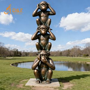 D & Z personalizado grande al aire libre bronce <span class=keywords><strong>Tres</strong></span> <span class=keywords><strong>Monos</strong></span> <span class=keywords><strong>Sabios</strong></span> estatua Hear-No See-No Speak-No Animal escultura para decoración de parque - Product Image 5