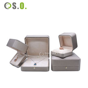 Boîte à bijoux rectangulaire en similicuir personnalisée de luxe pour l'affichage de bagues et de colliers, boîtes en papier carrées simples - Product Image 2