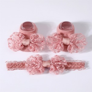 Primavera Verano bebé princesa calcetines encaje arco antideslizante barco Luna Llena accesorios para el cabello fino antideslizante bota calcetines al por mayor - Product Image 6