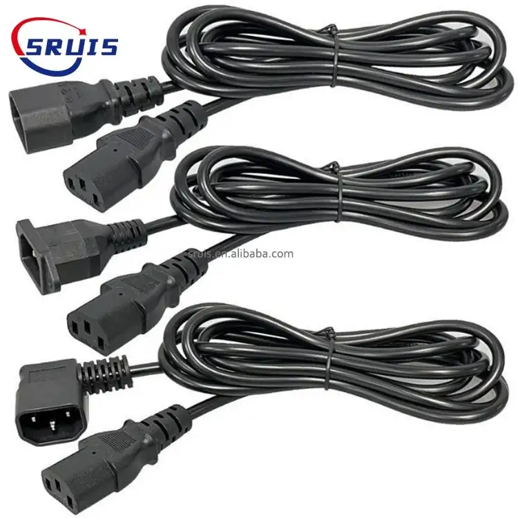 High Quality Black 1.5m 1.8m 3 Pin Plug UK Power Cable Power Supply Cable for Computer