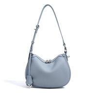Sac demi-lune élégant et discret pour femme en cuir de vachette pleine fleur, sac à bandoulière minimaliste