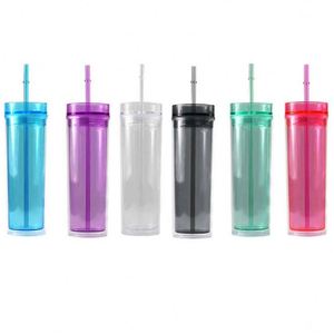 Gobelet tendance et coloré en acrylique à double paroi de 16 oz avec poignée et paille pour la maison, la cuisine et la table à manger - Product Image 2