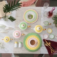 Vaisselle en céramique de style nordique pour hôtels, nouveaux services de vaisselle colorés de Prague pour restaurants occidentaux, assiettes plates
