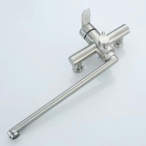 <span class=keywords><strong>Robinet</strong></span> de <span class=keywords><strong>cuisine</strong></span> mural à poignée unique en acier inoxydable 304, finition brossée, noyau de valve en céramique, 360°, vente chaude en Russie - Product Image 3