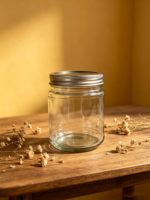 Toples Kaca Bulat 420ml, Dapat Digunakan Kembali, Food Grade, dengan Sablon Sutra untuk Kemasan Makanan Kaleng dan Acar