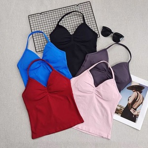 Top <span class=keywords><strong>Deportivo</strong></span> de Yoga sin Costuras para <span class=keywords><strong>Mujer</strong></span>, Cuello Halter Profundo en V, Compresión Ajustada, para Correr, Entrenamiento, Fitness, Venta al Por Mayor - Product Image 3