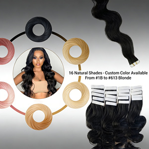 Chaofan Hair - Estensioni invisibili in capelli umani vergini al 100% brasiliani, personalizzabili, 20 pz, con trama sottile, ondulate (Body Wave) - Produttore all'ingrosso - Product Image 6
