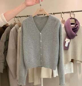 קרדיגן סרוג לנשים דגם JAC22 B2036 עם צווארון וי, סתיו חורף, חדש, קז'ואל, בצבע אחיד, מראה רחב - Product Image 1