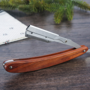 Rasoio a lama dritta con manico in legno OEM, lama sostituibile, rasoio <span class=keywords><strong>da</strong></span> <span class=keywords><strong>uomo</strong></span> in acciaio inossidabile per taglio capelli e rasatura - Product Image 3