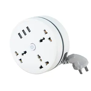 UK US European standard Round Electric Plugs and Sockets Power with 3 USB plug Household universal Socket