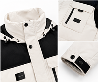 Parka tricotée zippée pour homme, grande taille, en polyester rembourré, color-block, effet délavé, personnalisable avec logo OEM, qualité supérieure