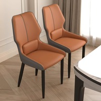 Fauteuils de salle à manger de style moderne, légers et luxueux, minimalistes, revêtement en cuir, structure en métal, meubles pour la maison, hôtel, restaurant