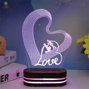3d Lamp Night Light Heart Decoration <strong>Changing</strong> Led Light Touch Control Bedside Lamp - Product Image 3
