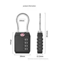Sac à dos portable en métal en alliage de zinc Combinaison à 4 chiffres Serrure TSA 543 avec câble
