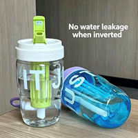 Tasse à thé portable en plastique à double compartiment avec paille et poignée mignonne, au design élégant, pour filles et étudiantes, idéale pour préparer le thé