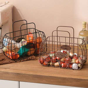 Wire Basket Rectangle 1-3L Industrial Style Food Container For Coffee Capsule Storage Kitchen Living Room Use - Product Image 1