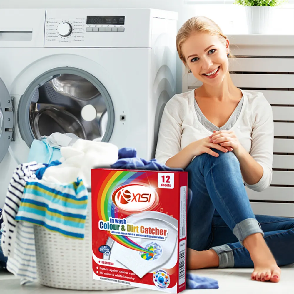 Großhandel 24 Blatt Farbfänger-Bläche für Wäsche Ausziehbare mit Carbon-Farbfänger, Farblaufentferner für Kleidung