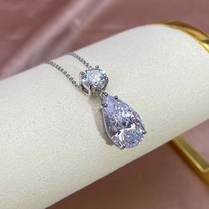 Collier pendentif Dylam Luxurious Fine Jewelry pour femmes, plaqué rhodium, argent sterling 925, cercle en forme de larme, zircone cubique 5A CZ - Product Image 3
