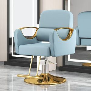 Meubles de salon de coiffure très demandés, chaise de coiffure simple en cuir, fauteuil de barbier inclinable et réglable doré - Product Image 6