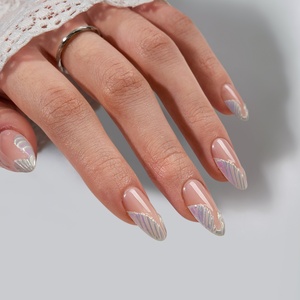 BTARTBOX Uñas Postizas Estilo Francés al por Mayor, Almendradas Medianas de Lujo, Punta Francesa 3D, Uñas de Gel Suave a Presión, Uñas Postizas al por Mayor - Product Image 2
