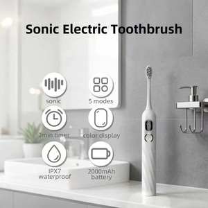 <span class=keywords><strong>Brosse</strong></span> à dents électrique sonique pour adultes, rechargeable par USB DC, 3 modes, étanche IPX7 - Product Image 5