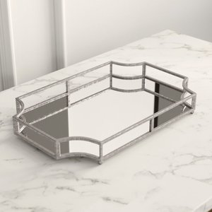 Bandeja de almacenamiento de metal para servir, espejo de hierro rústico de lujo, Rectangular, moderno y decorativo - Product Image 1