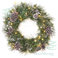 Couronne de Noël extérieure écologique tendance 2026, verdure artificielle, nouveau style, décoration de porte, décoration de maison pour les fêtes, vente en gros