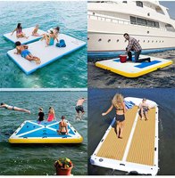 Ponton flottant gonflable Dock Lac Flotteurs PVC Plate-forme de saut d'eau Double siège Gonflable Double SUP Catamaran Bateau
