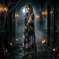 Cape de déguisement d'Halloween pour hommes et femmes, style fantôme féminin, châle d'horreur, vêtements assortis pour hommes et femmes