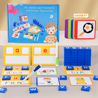 Bloque de letras Flashcard de madera educativo para niños para ortografía y escritura a mano patrón de dibujos animados juguete para niños y niñas